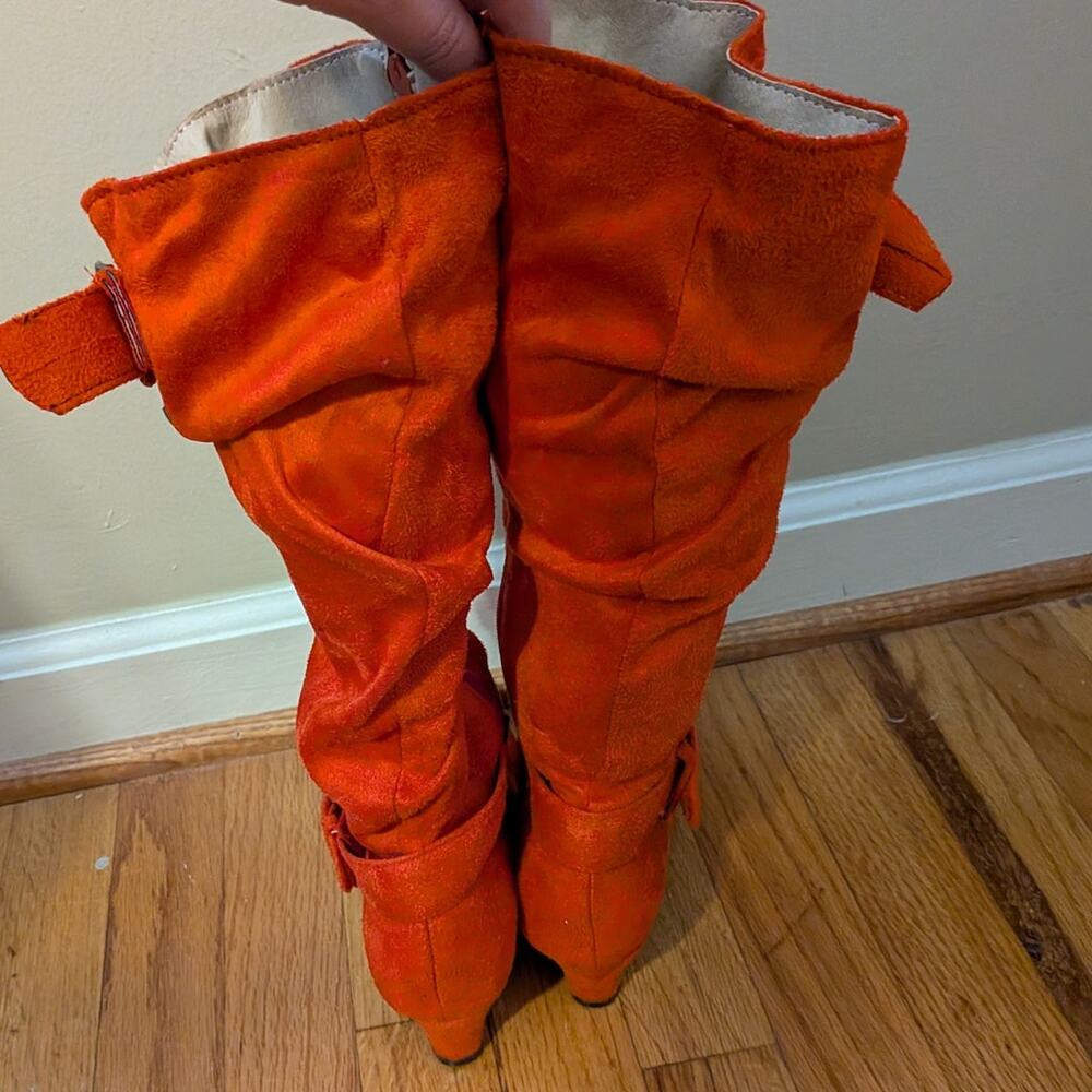 Unbranded Red/Orange Slouch Boots With Buckles - Picture 4 of 5